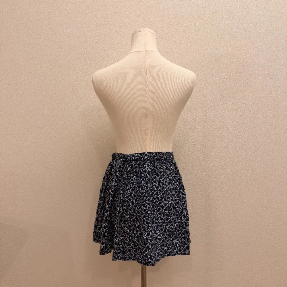Navy Floral Mini Skirt